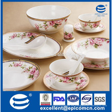 Oro y flor decorada de magnesia porcelana cena conjunto